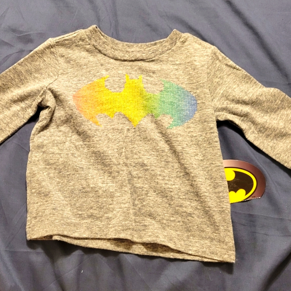 DC Batman rainbow ombre double sided infant 12m longsleeve NWT